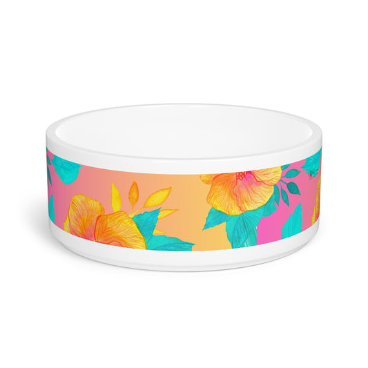 Hibiscus Ceramic Pet Bowl