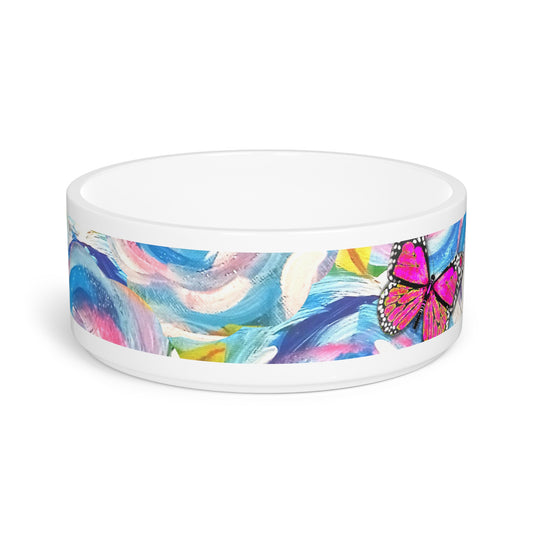 Blue Rose Ceramic Pet Bowl
