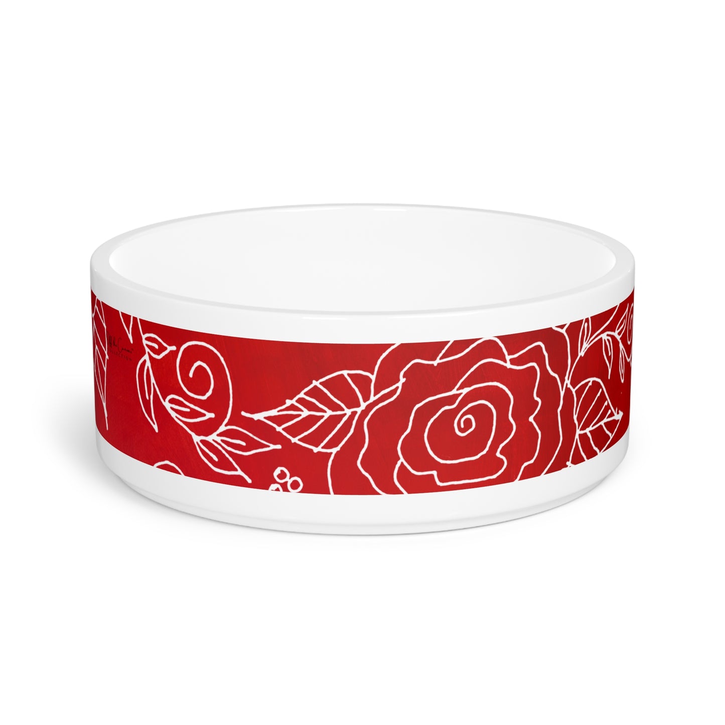 Crimson Rose Ceramic Pet Bowl