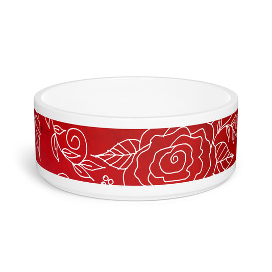 Crimson Rose Ceramic Pet Bowl