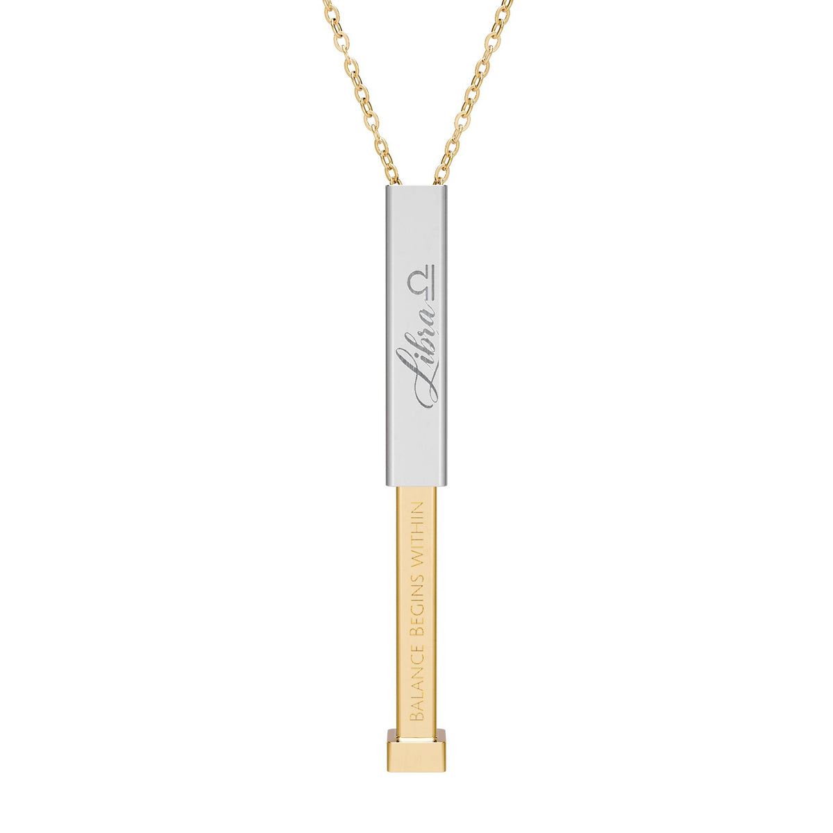 Libra Hidden Message Sliding Bar Necklace