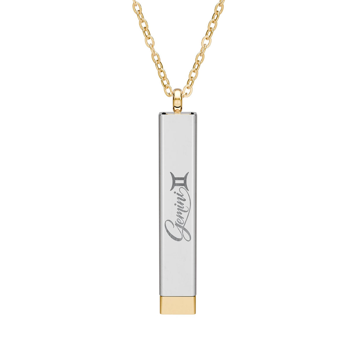 Gemini Hidden Message Sliding Bar Necklace