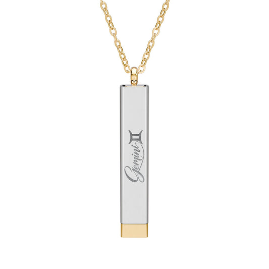 Gemini Hidden Message Sliding Bar Necklace