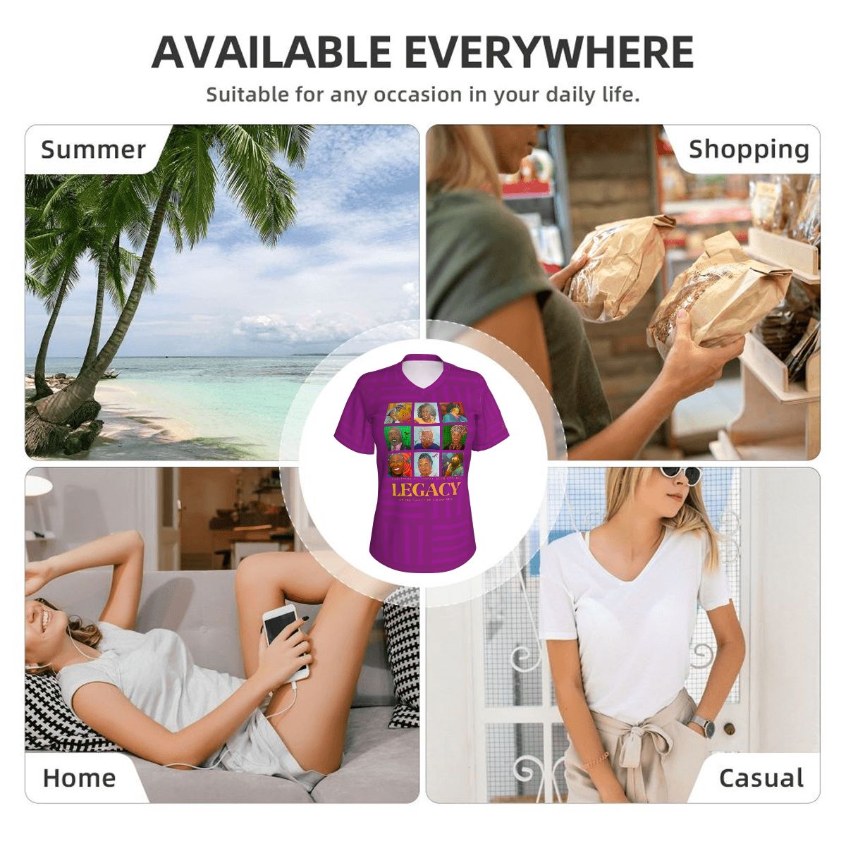 Legacy Wall Women's VNeck Short Sleeve T- Shirt