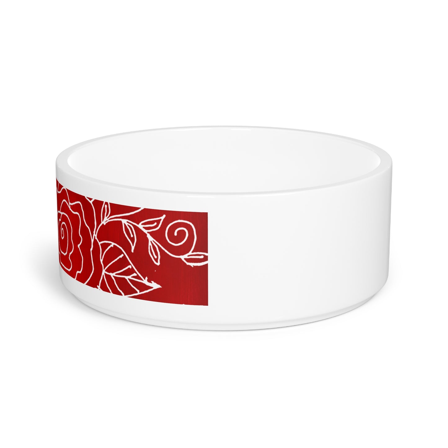 Crimson Rose Ceramic Pet Bowl