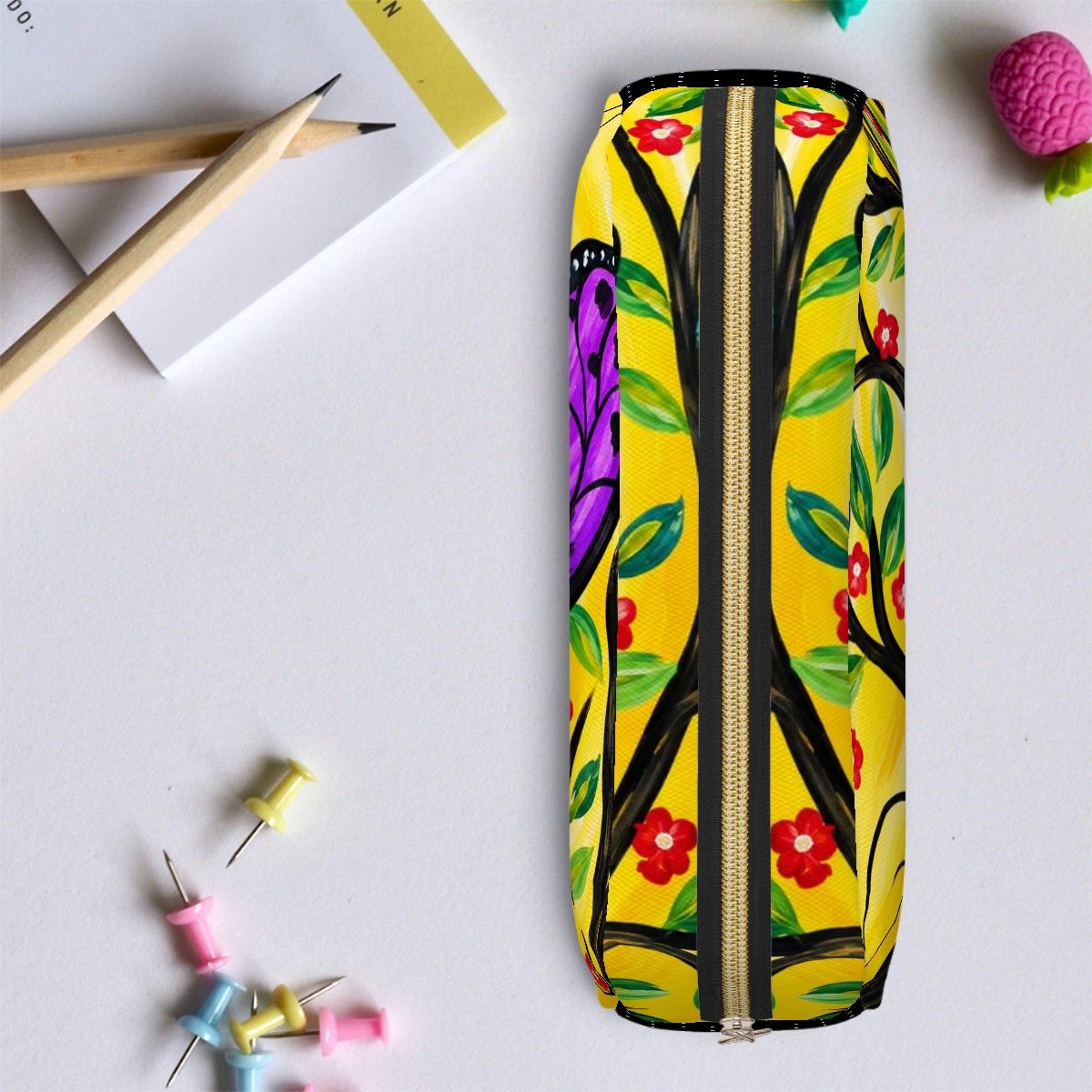 Butterfly Leather Make up Bag