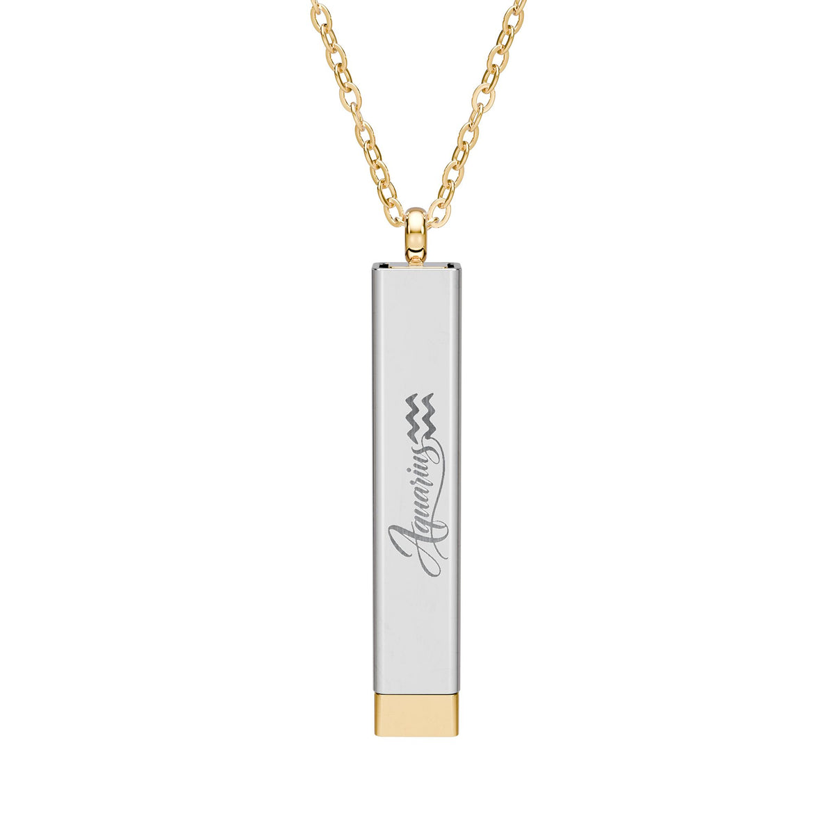 Aquarius Hidden Message Sliding Bar Necklace