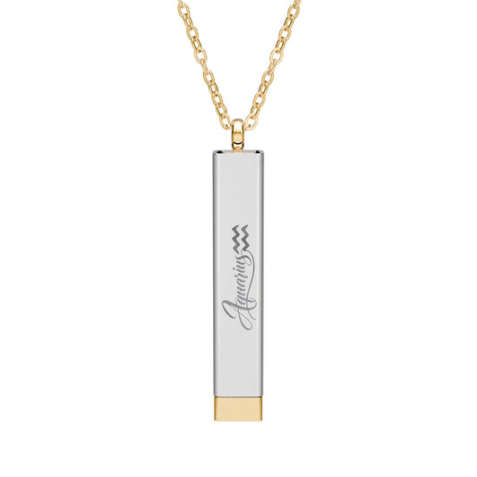 Aquarius Hidden Message Sliding Bar Necklace