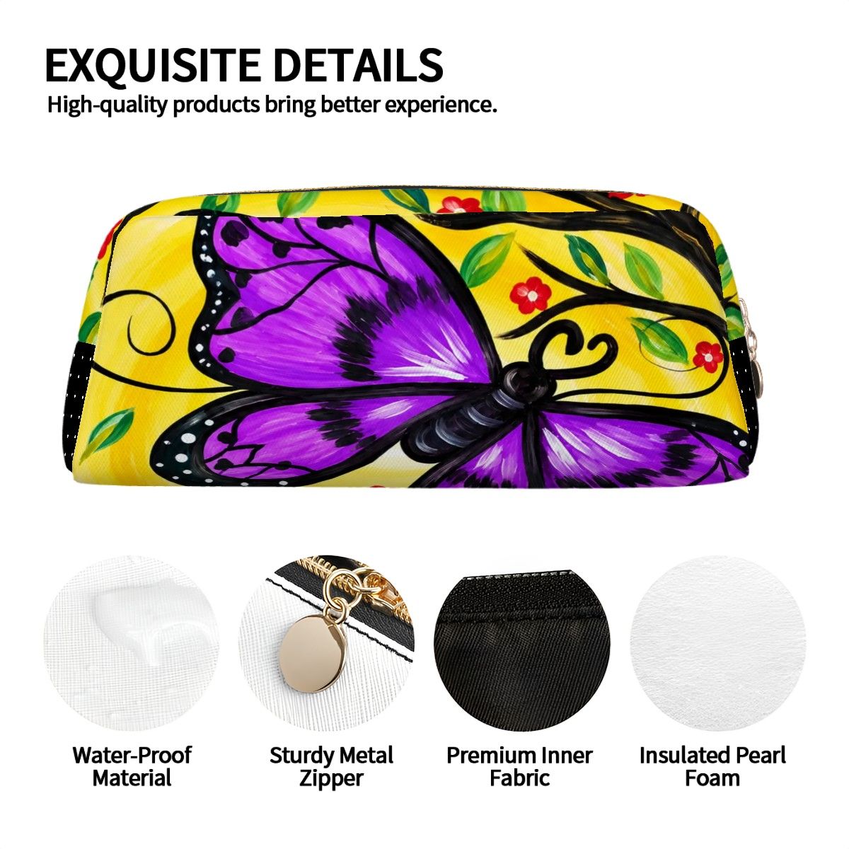 Butterfly Leather Make up Bag
