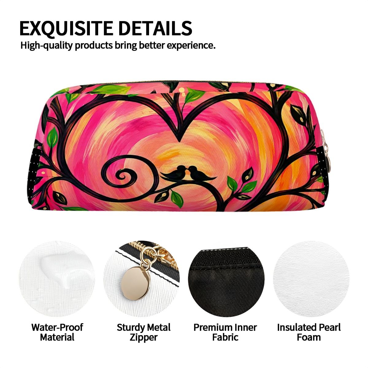 Love Birds Leather Make up Bag