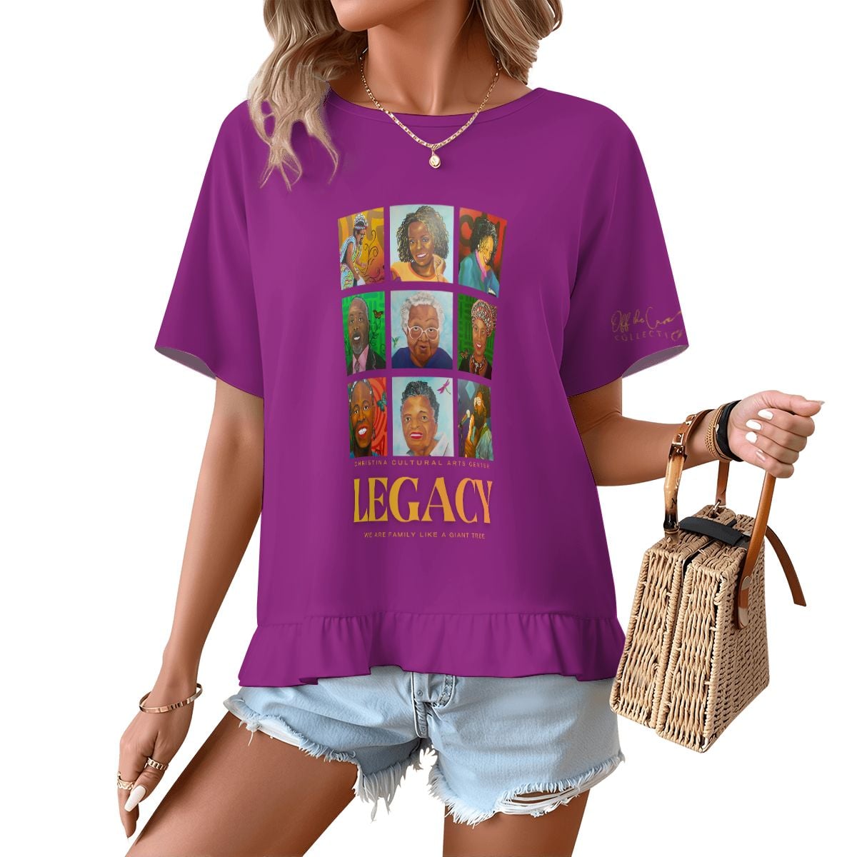 Legacy Wall Women's Ruffle Hem Short Sleeve Tshirt